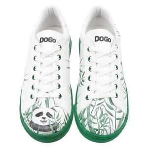 DOGO • Vegan Leather White Sneakers Bamboo Lover Panda Design